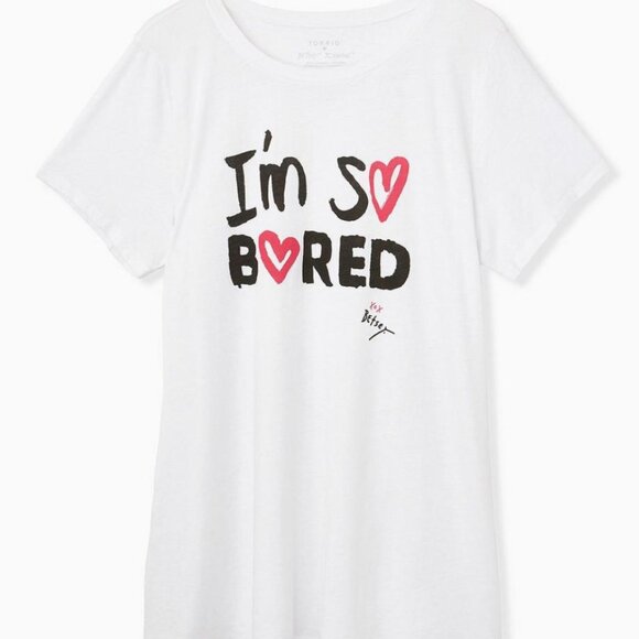Betsey Johnson x Torrid Classic Fit Tee - I'm So Bored Size 00/10/M/L - Picture 1 of 3